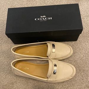 White leather Coach women’s loafers size 9